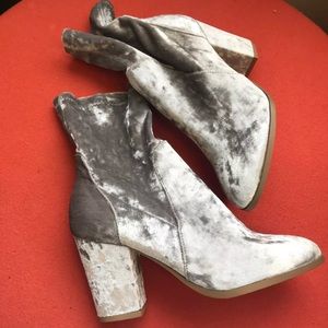 Silver Suede Booties